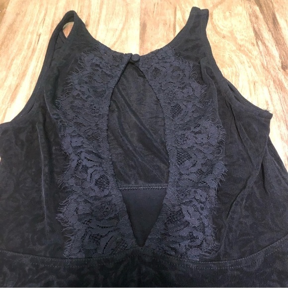 FREE People Black Lace Tank Sleeveless Dress Size Small Cutout Back 30” Floral - Picture 7 of 7